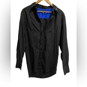 Tackma Black Long Sleeves Button‎ Down Casual Shirt Size L